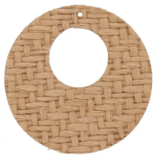 Colgante de rafia trenzada redonda y plana 40 mm - Marrón claro x1