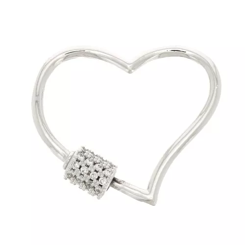 Cierre de corazón con óxido de zirconio 21x26 mm - Rodio - Cristal x1