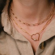 Cierre de corazón con óxido de zirconio 21x26 mm - Rodio - Cristal x1