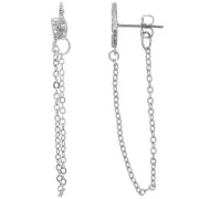 óxido de zirconio 13x4mm Clavos con Cadena - Rodio - Cristal x2