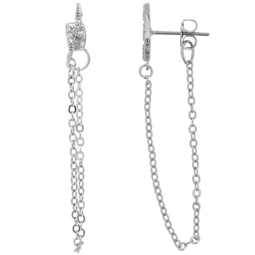 óxido de zirconio 13x4mm Clavos con Cadena - Rodio - Cristal x2