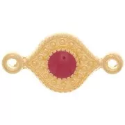 Espaciador de forma oriental con resina epoxi 16x8 mm Oro fino - Rojo x1