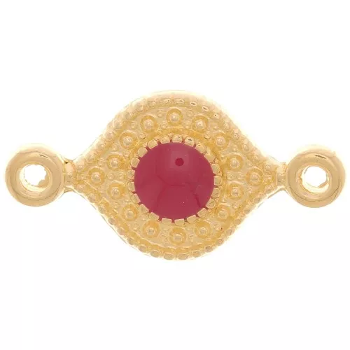 Espaciador de forma oriental con resina epoxi 16x8 mm Oro fino - Rojo x1