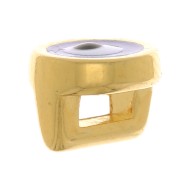 Poussoir rond 6 mm avec résine époxy motif oeil pour lacets 3 mm - Doré - Bleu x1