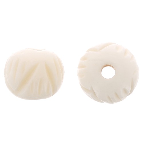 Cuentas redondas de hueso grabado 12 mm - Natural x6