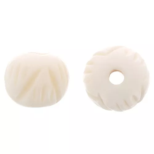 Cuentas redondas de hueso grabado 12 mm - Natural x6