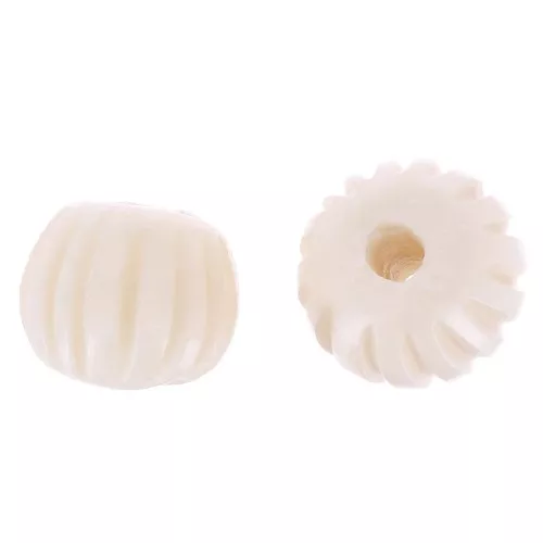 Cuentas redondas de hueso grabado 13 mm - Natural x4