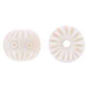 Cuentas redondas de hueso tallado y grabado 14 mm - Natural x4