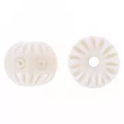 Cuentas redondas de hueso tallado y grabado 14 mm - Natural x4