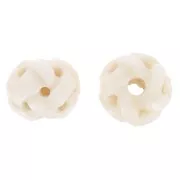 Cuentas de hueso redondas efecto nudo tallado 12 mm - Natural x4