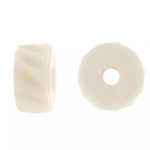 Rondeles de hueso grabado Heishi 11x6 mm - Natural x6