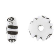 Rondeles de hueso grabado Heishi 8x4 mm - Natural - Marrón oscuro x10|raw }}