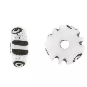 Rondeles de hueso grabado Heishi 8x4 mm - Natural - Marrón oscuro x10