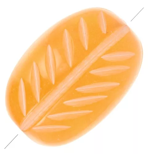 Cuentas de olivo grabadas con motivo de hoja en resina 29x19 mm - Naranja x5