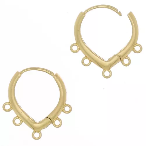 Pendientes 5 anillos para decorar 17x16 mm - Dorado x2