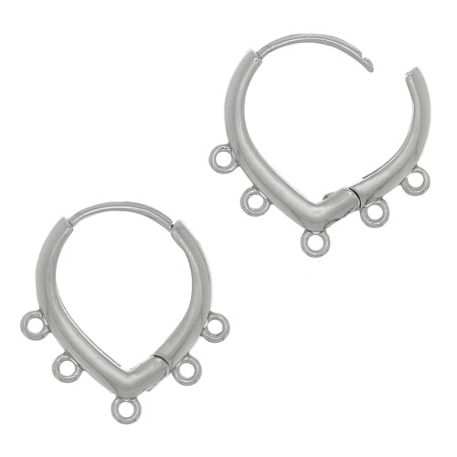 Pendientes 5 anillos para decorar 17x16 mm - Rhodié x2