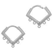 Ganchos rombo 5 anillos para decorar en latón 13x14 mm - Rodiado x2