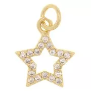 Charm Estrella calada13x11 mm con óxido de zirconio - Dorado - Cristal x1