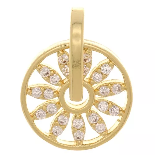 Colgante flor redonda calada 14x11,5 mm con zirconios - Oro - Cristal x1