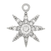 Charm de estrella 12x11 mm con óxido de zirconio - Rodio - Cristal x1|raw }}