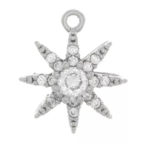 Charm de estrella 12x11 mm con óxido de zirconio - Rodio - Cristal x1