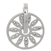 Colgante flor redonda calada 14x11,5 mm con óxido de zirconio - Rodio - Cristal x1