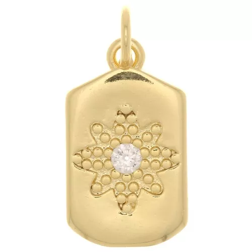 Colgante rectangular 17x10 mm - motivo estrella con óxido de zirconio - Dorado - Cristal x1