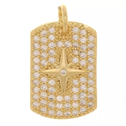 Colgante rectangular 16x11 mm con óxido de zirconio y estrella - Dorado - Cristal x1