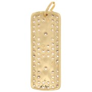 Colgante placa rectangular 28x10.5mm óxido de zirconio y 2 estrellas - Dorado Cristal x1