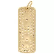 Colgante placa rectangular 28x10.5mm óxido de zirconio y 2 estrellas - Dorado Cristal x1