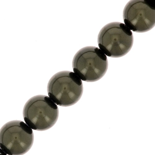 Cuentas nacaradas Preciosa Round Pearl Maxima - 5 mm - Pearl Effect Dark Green x25