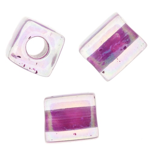 Cubos Miyuki 4 mm SB4-264 - Crystal AB Raspberry Lined x10g