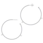 Pendientes de aro de alambre trenzado de 52 mm con 2 anillos abiertos - Plata x2