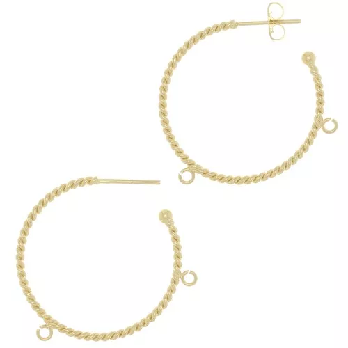 Ganchos hilo 32 mm con 2 anillas abiertas - Chapado en oro x2