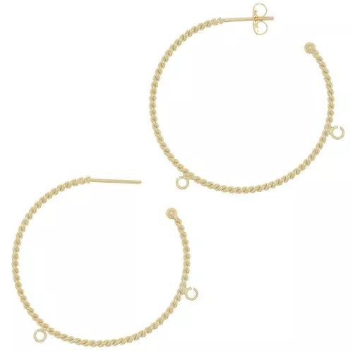 Pendientes de aro 42 mm con 2 anillos abiertos - Chapado en oro x2