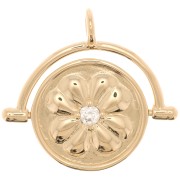 Colgante reversible 20x21 mm con óxido de zirconio - flor - chapado en oro de 3 micras x1|raw }}