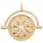 Colgante reversible 20x21 mm con óxido de zirconio - flor - chapado en oro de 3 micras x1