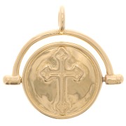 Colgante reversible 20x21 mm con circonita - cruz - chapado en oro de 3 micras x1|raw }}