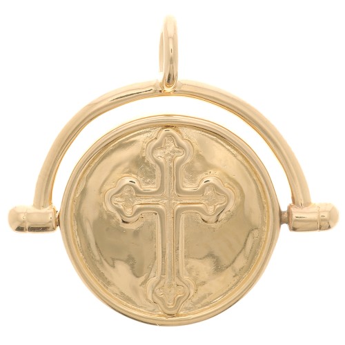 Colgante reversible 20x21 mm con circonita - cruz - chapado en oro de 3 micras x1