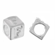 Cuenta letra alfabético cubo 5 mm con agujero grande - F - Plata 925 x1|raw }}