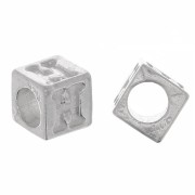Cuenta letra alfabético cubo 5 mm con agujero grande - H - Plata 925 x1