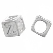 Cubo alfabético de perlas 5 mm con agujero grande - Z - Plata 925 x1