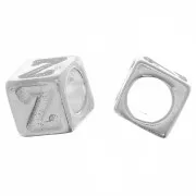 Cubo alfabético de perlas 5 mm con agujero grande - Z - Plata 925 x1