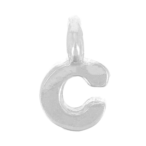 Charm letra del alfabeto 8 mm con anillo cerrado - C - Plata 925 x1