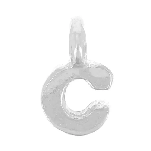 Charm letra del alfabeto 8 mm con anillo cerrado - C - Plata 925 x1