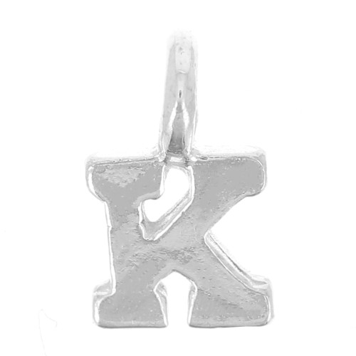 Charm letra alfabeto 8 mm con anillo cerrado - K - Plata 925 x1