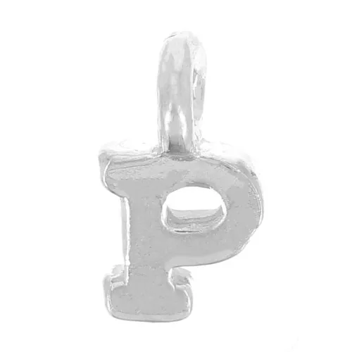 Charm letra del alfabeto 8 mm con anillo cerrado - P - Plata 925 x1