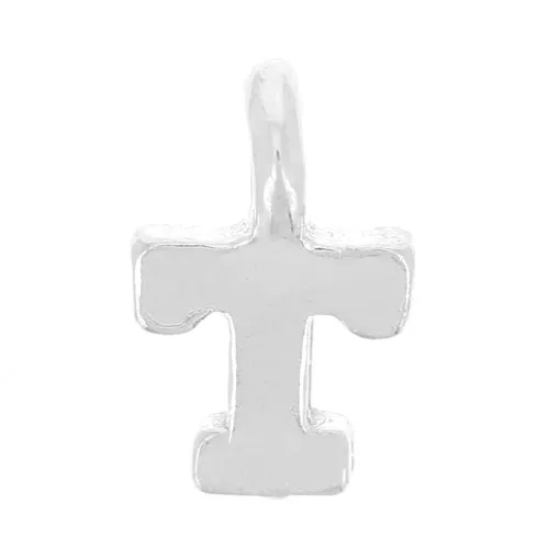 Charm letra del alfabeto 8 mm con anillo cerrado - T - Plata 925 x1