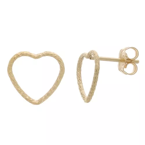 Tachuelas de corazón huecas 9x10 mm efecto diamante - Gold filled x2