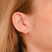 Tachuelas de corazón huecas 9x10 mm efecto diamante - Gold filled x2